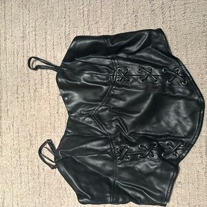 Garage Sleek Black Zippered Top